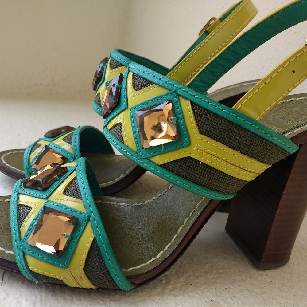 Embellished Canvas and leather Sandals